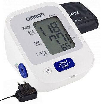 Тонометр (МЕД РегУд) OMRON M2 (HEM-7121-ALRU) манжета 22-42 см, автоматический, на плечо, блок питания